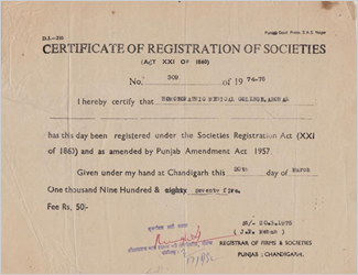 Certificate of Registration of Societies